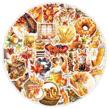 50pcs Autumn Fresh Orange Cartoon Cute Girly Hedgehog Decorative Stickers For Cabinet And Message Board - 50 Photos Of Golden Autumn - View 5