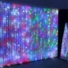 Garden Decor, Remote Control 8 Flashing Modes Fairy Lights, Wedding Party Decoration String Lights, Sparkling USB Powered Curtain Lights Suitable For Christmas, Halloween, Living Room, Bedroom, Kitchen Atmosphere Decoration Hanging Colorful Lights, Holiday Decoration, Garden Decoration Hanging String Lights, Fairy Tale Garland Decoration, Indoor Wall Decoration, Camping Decoration String Lights, Birthday Decoration Hanging String Lights - USB Curtain Light String - View 9
