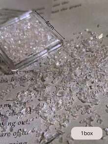 1盒超亮透明白色水晶碎石美甲裝飾，輕奢清透風DIY美甲配件，由高透明白色水晶碎石材質製成，刻面折射營造璀璨光澤，內建清透幻彩效果，多種尺寸不規則形狀，輕鬆打造冰透碎鑽感美甲飾品 - 彩色 - 查看 6