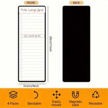 4pcs Magnetic Dry Erase List Board - 4" X 11" Multi-Function List Board For Refrigerator, With 2 Magnetic Markers - Set - View 2