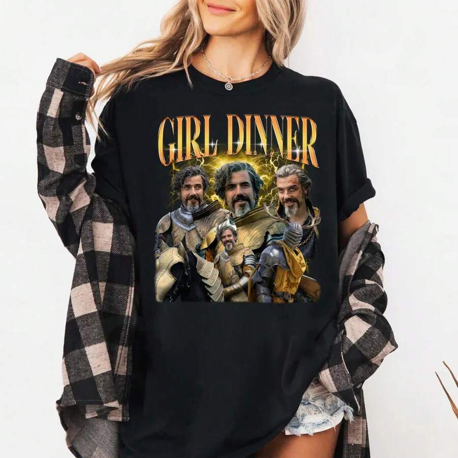 Lyonel Baratheon Girl Dinner Shirt - Unisex Vintage 90s Bootleg - 黑色 - 查看 1