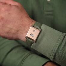 Reloj CILOA de cuarzo resistente al agua con esfera cuadrada única para hombre[522] - Verde militar - Ver 2