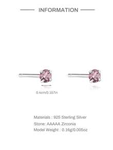 1 Pair 925 Sterling Silver Stud Earrings, Delicate Cartilage Spiral Ear Piercing Jewelry For Women, Suitable For Party, Daily Wear, Holiday And Birthday Gift - Silver - View 6