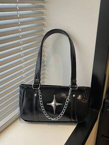 Fashion Minimalist 2026 New Solid Color Niche Versatile Underarm Bag - Black - View 2