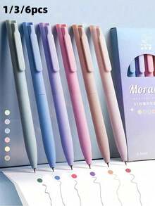 6/3/1pc Mixed Color Gel Pens Office Supplies Ballpoint Pens Black Pens Colored Pencils Back To School - Multicolor - View 1