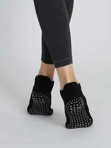 Calcetines de yoga sin deslizamiento cómodos con dedos separados y corte bajo en los dedos y el arco, calcetines deportivos protectores para interiores - Negro - Ver 5