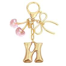 1Pc Initial Keychain, Coquette Cherry Bow Charm Pendant, Y2K Aesthetic Resin Keyring For Backpack Car, Cute Gift For Her Women Girls - Multicolor - View 27