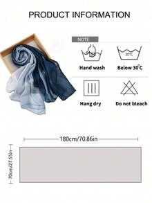 1pc Women's Elegant Bohemian Style Tie-Dye Print Long Scarf, Breathable And Comfortable, Suitable For Daily Wear, Travel And Party Outfits - Blue-gray - View 9