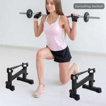 2 Profi Langhantelständer, Deadlift Schlingenständer, Langhantel-Pufferrahmen, stabil belastbar bis 300kg, höhenverstellbar für Zuhause Fitnessstudios - Schwarz - Übersicht 3