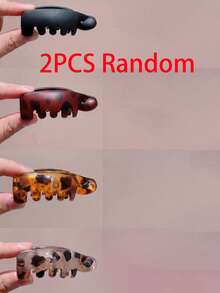 1/4件隨機款式女用防滑香蕉髮夾，復古豹紋髮夾，女用髮飾，沙灘抓夾，夏季沙灘髮爪，髮夾 - 彩色 - 查看 6