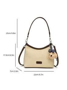 Women's Large Capacity New Fashion Versatile Shoulder Crossbody Bucket Bag With Texture - Beige - View 8