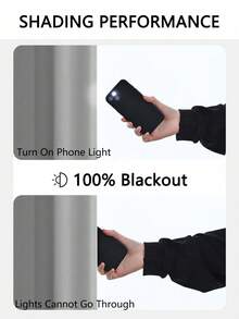 1pc 100% Blackout Solid Color Rod Pocket Curtain, Minimalist Room Darkening Thermal Insulated & Privacy Protection Window Panel With Coated Lining, For Bedroom, Living Room, Office & Outdoor Home Decor. - Black - View 9