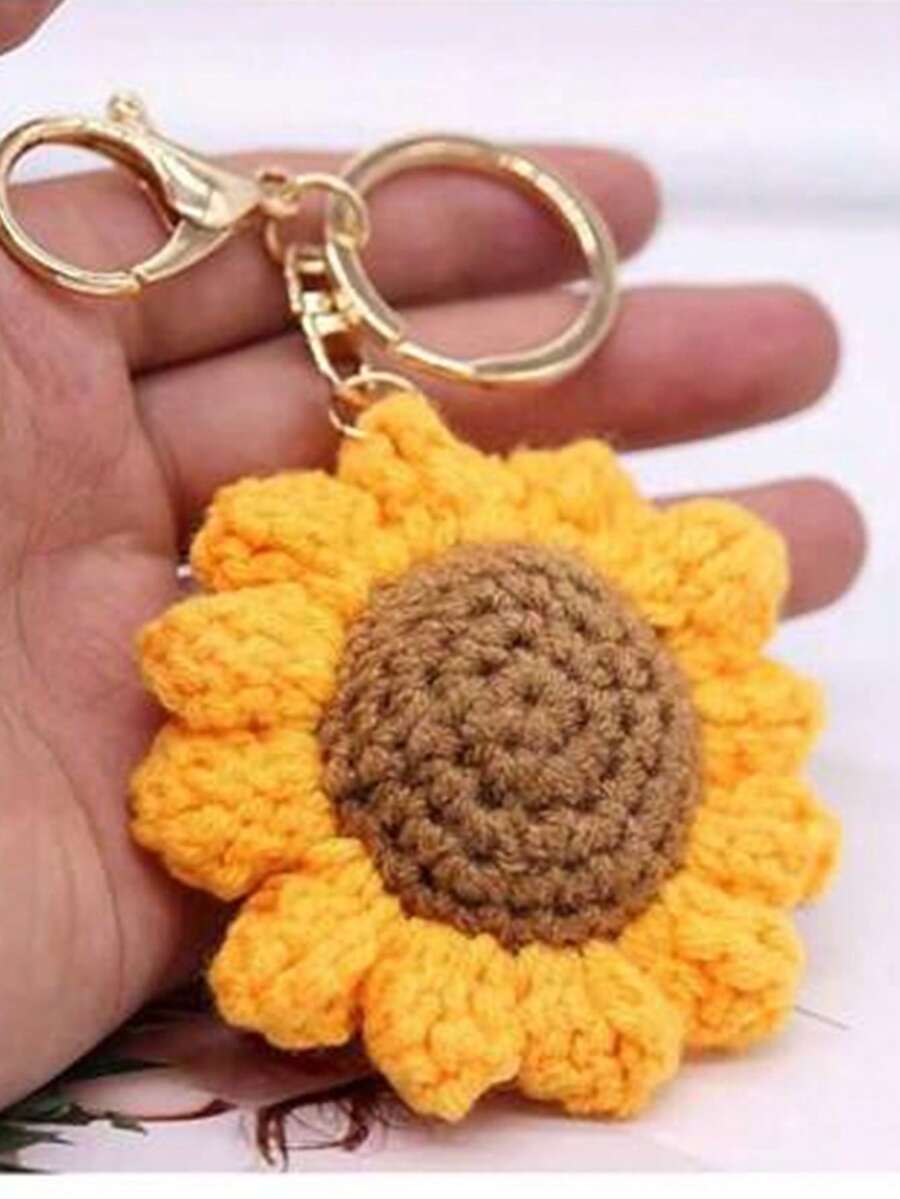 Sunflower Charm Keychain, Suitable For Wallets, Schoolbags, Backpacks And Crossbody Bags, Car Accessories, Luggage Pendant, Cute Gothic Y2K Christmas Gift, Backpack Lanyard With ID Card Holder, Car Accessories, Luggage Pendant - Yellow - View 1