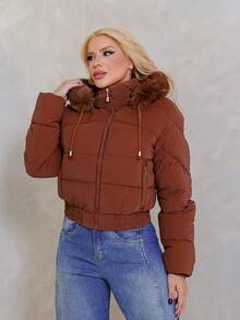 Women Down Coats - Camel - View 3