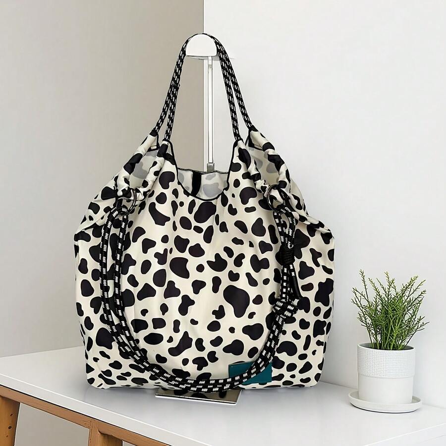 New Leopard Print Embroidered Shopping Bag, Niche Large Capacity Versatile Commuter Shoulder Crossbody Bag - Multicolor - View 1