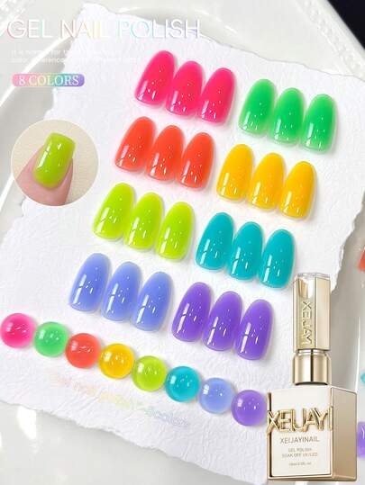 XEIJAYI 8 Colors 15ml Gel Nail Polish Soak Off UV LED Nail Gel Women's Nail Art Tools Fashion Nail Art Home Salon Nail Art DIY All Seasons Fashion