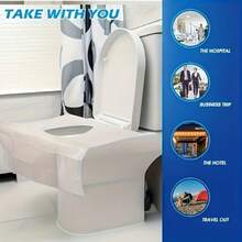 50pcs Disposable Soluble Toilet Seat Covers, Wood Pulp Quick Dissolve Flushable Anti-Clogging, Hygienic Barrier, Individually Wrapped Portable, Clean And Convenient For Business Travel And Public Restrooms - Multicolor - View 7