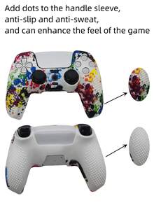 適用於 PlayStation 5，1 組（2 件保護套），水轉印設計，防滑、防刮、防汗，增強握感，實用遊戲配件 - 1 set (保護套2PCS) - 查看 5
