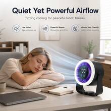 Ventilador de escritorio y pared 3 en 1, brisa suave y silenciosa, luz ajustable de 3 colores, batería recargable USB de 3600mAh, pantalla LED de batería y velocidad del ventilador, velocidad del ventilador ajustable de 0-10, cabezal inclinable de 180°, adecuado para oficina, dormitorio, residencia, cocina, regalo - 1 pieza - Ver 2