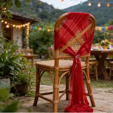 10 piezas de bandas de tul para boda, cinta decorativa para respaldo de silla, tela de queso rectangular, accesorios rústicos para fotografía, decoración elegante para cena de aniversario, fiesta de graduación, barbacoa, ceremonia y recepción - Rojo - Ver 2