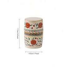 1pc Vintage-Style Floral Ceramic Toothpick Holder (With Lid) – A Decorative Storage Jar Featuring A Rustic, Country-Inspired Floral Pattern, Perfect For Kitchen Countertops Or Bathroom Vanities. - View 7