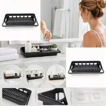 Estantería de almacenamiento de 1 nivel sin taladro para baño, estante organizador sin huellas, estante de drenaje universal, estantería de almacenamiento multifuncional para baño y cocina - A - Ver 8