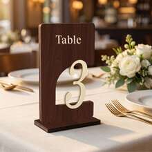 10pcs Wooden 1-10 Number Table Signs, Square Wooden Wedding Table Decor, Rustic Wedding Decoration, Wedding Table Decor, Wedding Sign, Table Number Wedding Sign, Party Table Number, Creative Wooden Minimalist Number Seating Cards - No. 1-10 - View 4