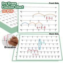 10 PCS Double-Sided Math Fraction Whiteboard - Interactive Educational Toy, Kids Educational Fraction Learning Math Boards, Elementary Math Teaching Aids, Math Training Learning Aids Student Games Card - Multicolor - View 10