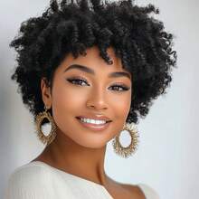ZHENDEFA Short 100% Remy Human Hair Dreadlock Wig 13x4 HD Transparent Lace Frontal Afro Kinky Curly Twist Pixie Cut Wigs For Women - Multicolor - View 2