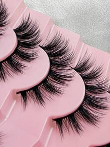 New 7 Pairs Manga Lashes Eyelashes 3D Faux Mink Lashes Natural Eyelashes Black Eyelash Stem False Eyelashes Cat Eye Lashes Eyelash Extension Effect Portable For Traveling Or Daily Makeup - View 6