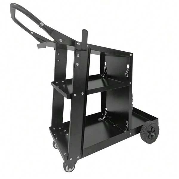 Heavy Duty 3-Tier Welding Cart, Industrial Welding Station Trolley – 220 Lbs Capacity, 360° Swivel Wheels, Safety Tank Chains For MIG, TIG, MMA Welders & Plasma Cutters