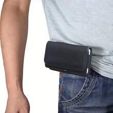 Phone Waist Pouch With Card Slot, Belt Loop Phone Leather Case, Nylon Oxford Fabric Phone Protective Cover - Black - View 5
