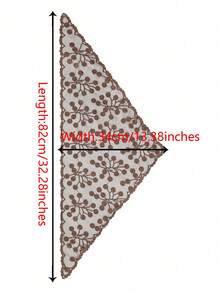 1pc Lace Floral Trimmed Triangle Scarf - Multicolor - View 3
