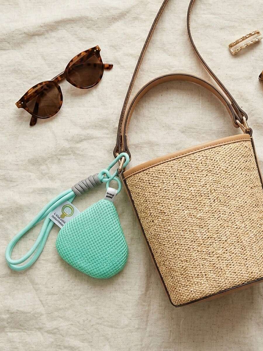 EIGIIS Contrast Color Bag Charm, Portable Mesh Bag, Round Mini Coin Purse, Portable Mini Key, Earphone And Small Accessory Storage Bag, Suitable For Women - Multicolor - View 1