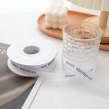 1 Roll "Happy Birthday" Theme Gift Wrapping Ribbon (36 Yards), Suitable For Cake Boxes, Gifts, Flower Bouquets Packaging And Decorative Bow Making, Cake Decoration Ribbon; Suitable For Weddings, Parties And Gift Decoration. - View 4