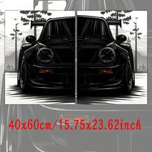2pcs Modern Black Sports Car Self-Adhesive Wall Stickers, Waterproof Removable Material, Suitable For Living Room, Garage, Game Room And Bedroom Wall Decor, Perfect Holiday Gift For Car Enthusiasts - 2pcs - View 11