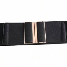 Womens 3" Wide Belt Elastic Stretch Cinch Waistband Lady Cummerband - Black Belt - View 3
