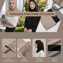 Awegeo 1Pc Instant Hijab For Women, One-Piece Jersey Headscarf, Stretchy No-Pin Hijab, Soft Breathable Full Coverage Head Wrap For Daily Wea - Multicolor - View 5