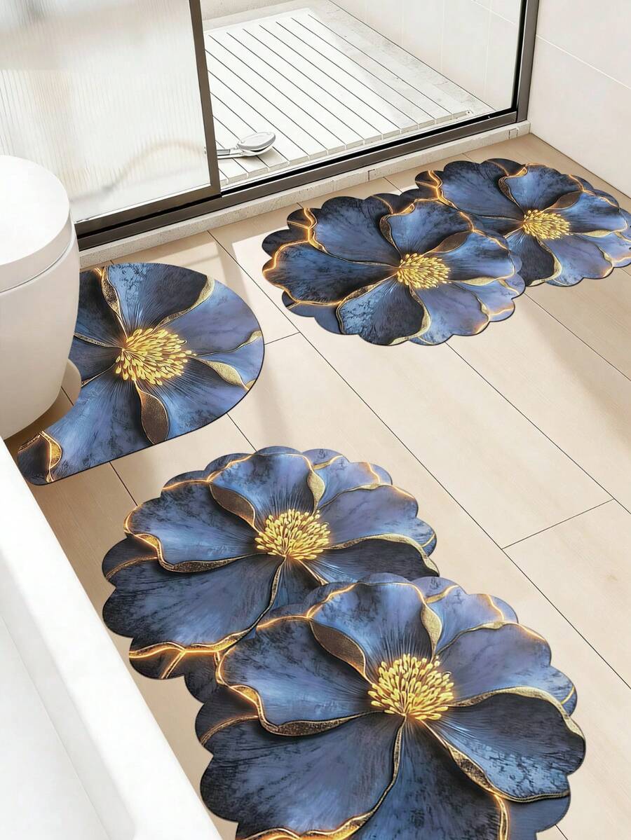 1 buah/2 buah/3 buah Keset Lantai Dekoratif Motif Bunga Emas, Dekorasi Ruangan, Karpet Kamar Mandi, Keset Pintu, Karpet Kecil, Karpet, Keset Lantai, Dekorasi Rumah, Karpet Area, Keset Luar Ruangan, Dekorasi Rumah, Karpet Area, Karpet Kamar Tidur, Karpet yang Dapat Dicuci - Aneka warna 3 - View 1