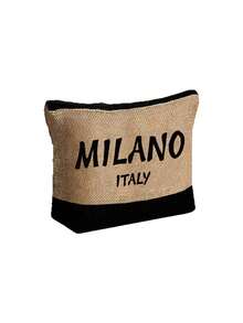 黑色卡其色大容量托特包套組，印有「Italy Milan」卡通字母圖案設計，包含多功能包款：沙灘包、化妝包、小方包、手提包、帽子、太陽眼鏡、筆袋和盥洗包。適合婚禮、海邊度假和返校禮物，是假期和度假的理想選擇，也完美適用於日常使用。這是送給女性、母親、老師、朋友、伴娘、學生和返校季節的完美禮物。 - 彩色 - 查看 15