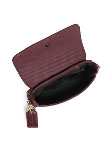 Bolso de hombro/axila de piel sintética de unicolor con diseño gráfico de letra, versátil y de moda clásica 2025, bolso de hombro/axila Y2K, adecuado para compras, se puede usar cruzado, col - Burdeos - Ver 7