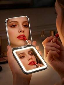LED Travel Makeup Mirror, Touch Screen Mini Beauty Mirror, Handheld Rechargeable Pocket Mirror, Mini Portable Vanity Mirror, 3-Level Light Adjustment 8K Makeup Mirror, Stepless Dimming Mode, Suitable For Home, Bathroom, Vanity, Bedroom, Travel, Dormitory And Other Scenes - Perfect Gift For Women. Travel Essential - Stepless Dimming Model - View 9