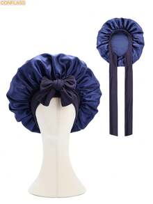 CONFLASS 1/2/4/5pcs Women Sleeping Cap, Elastic Satin Colorful Sleeping Hat For Casual Home Hair Care,Holiday,Festival - A - View 11