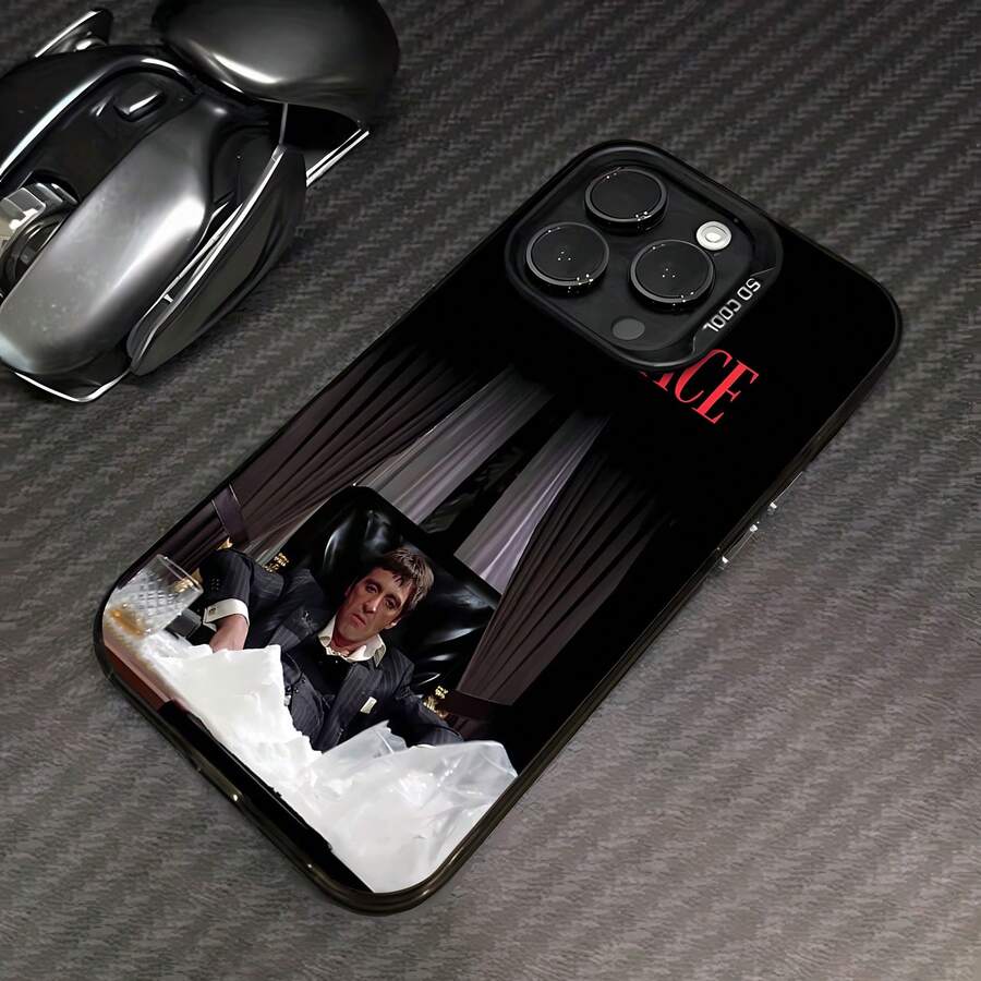 Tema de crimen rojo y negro de Tony Montanafunda de teléfono Fundas compatibles con ,Apple,VIVO,OPPO,,, y Honor.Fabricadas en silicona TPU,ofrecen protección contra golpes y caídas. - Negro - Ver 1