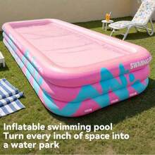 Kolam Renang Luar Ruangan Besar dan Tebal, Cocok untuk Acara Keluarga, Halaman Luar Ruangan, Dilengkapi Perosotan, Bahan PVC - C - View 9