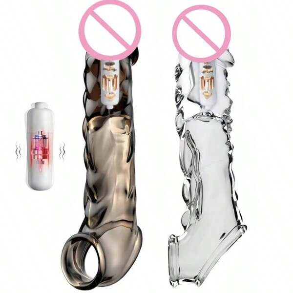 Silicone Penis Sleeve Vibrator Cock Ring Male Extended Enhancement Textured Surface Sex Toys For Men Masturbation