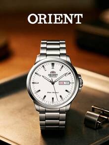 Orient Men's Automatic Mechanical Self-Winding Stainless Steel Strap White Dial Date Display Classic Minimalist Business Dress Watch Japanese Movement Men's - one-size - View 2