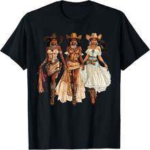 Black African American Cowgirl Western Country Texas Rodeo T-Shirt(1) - Black - View 6