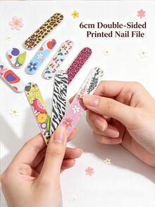 Tragbare Mini-Taschen-EVA-Nagelfeile, doppelseitiger Nagelbuffer, dekorativ mit buntem Blumen-, Tier- und Fruchtmuster, kompakter Reise-Nagelbuffer, geeignet zum Formen, Trimmen und Polieren von Nägeln unterwegs, für den täglichen Gebrauch - A - Übersicht 1