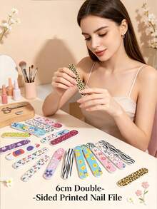 Tragbare Mini-Taschen-EVA-Nagelfeile, doppelseitiger Nagelbuffer, dekorativ mit buntem Blumen-, Tier- und Fruchtmuster, kompakter Reise-Nagelbuffer, geeignet zum Formen, Trimmen und Polieren von Nägeln unterwegs, für den täglichen Gebrauch - A - Übersicht 6